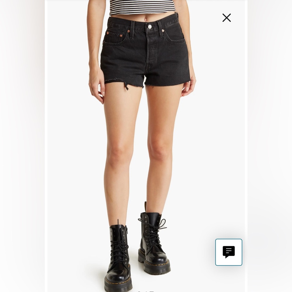 Levi’s Black Mid-rise 501 Cutoff Jean Shorts